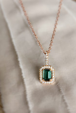 Atelier Maison Set: hanger + Halsketting - emerald cut toermalijn 7X5mm - 18 karaat rosé goud