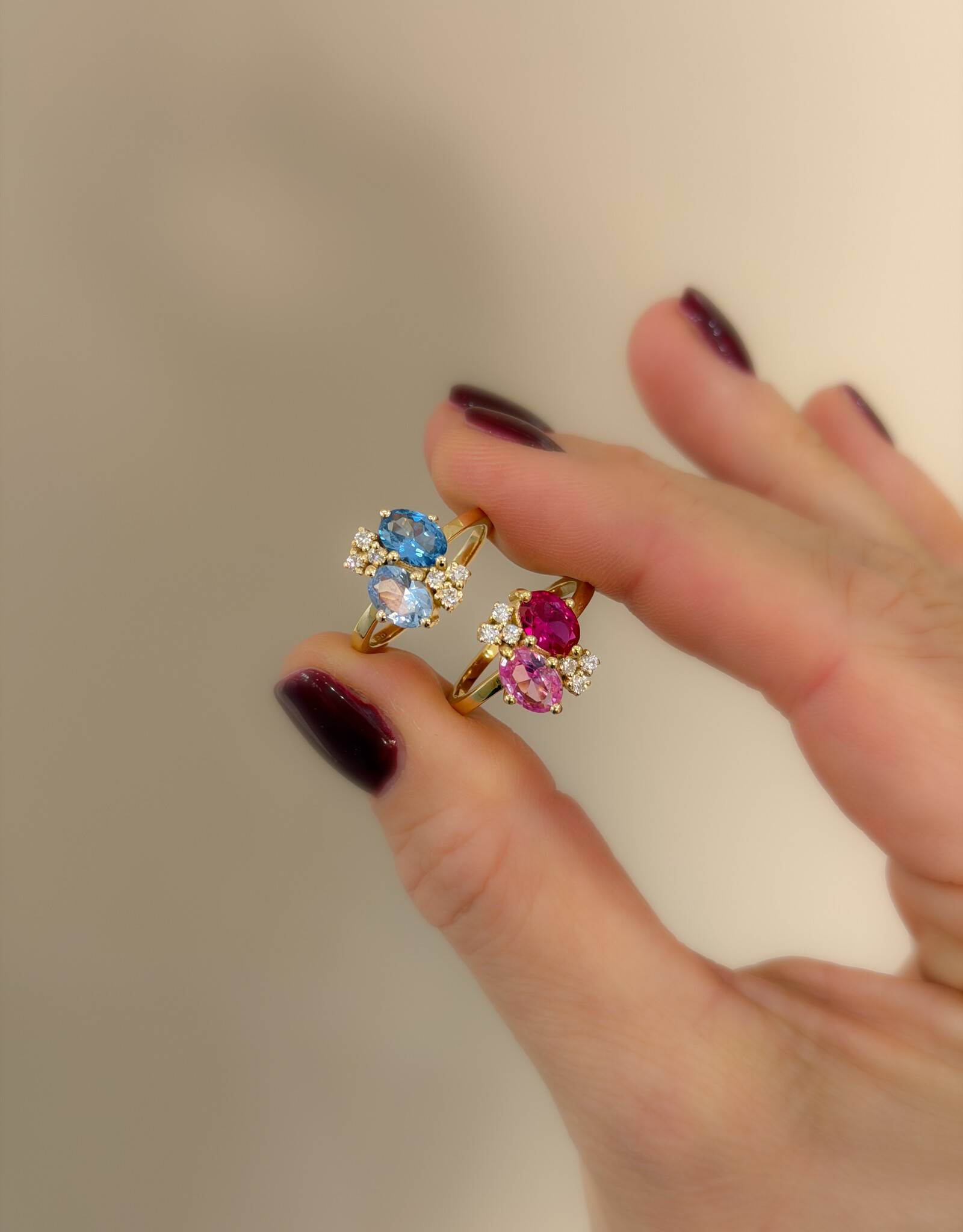 Atelier Maison The Bouquet ring | kleurstenen 7x5mm en diamanten