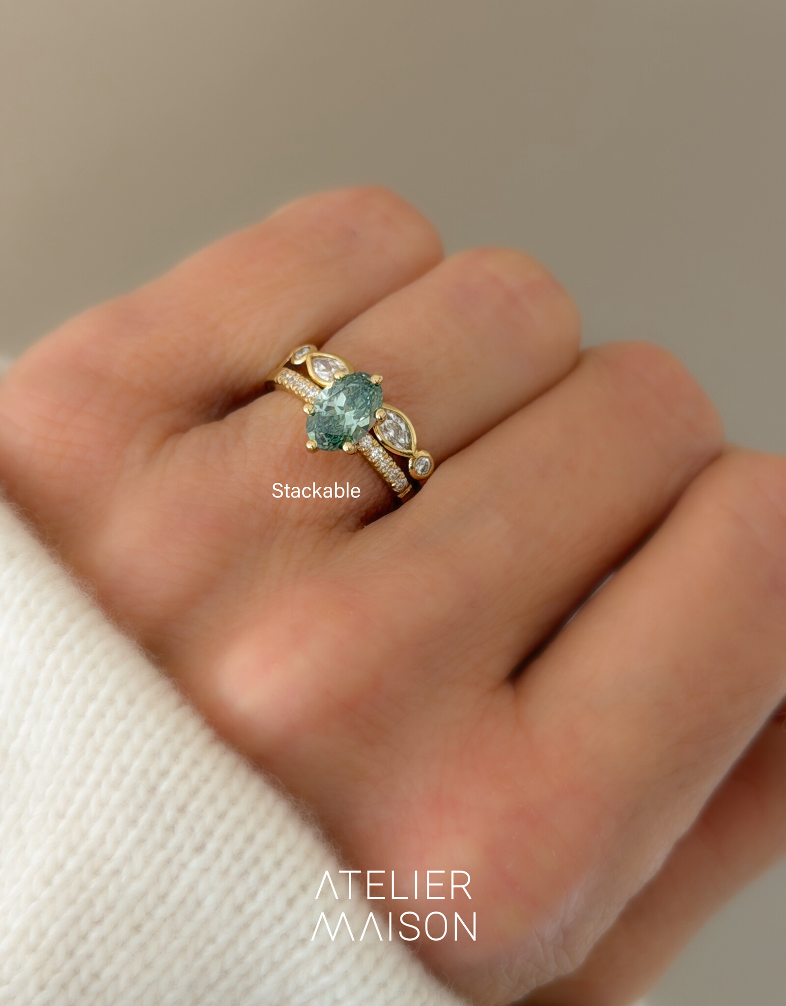 Atelier Maison Wonderland ring met groene diamant| vanaf