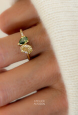 Atelier Maison Siblings ring met gele en groene diamant