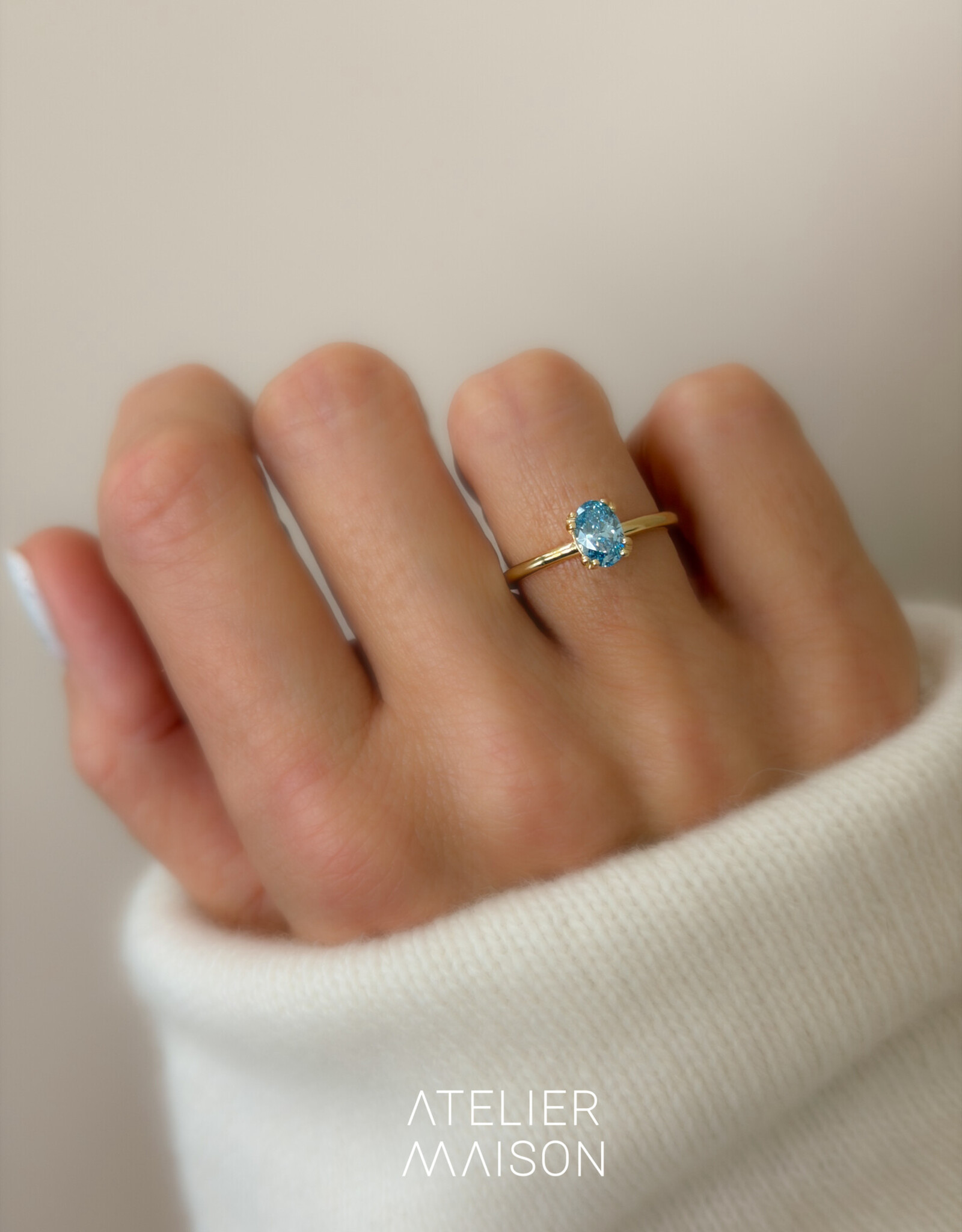 Atelier Maison Selflove ring met blauwe diamant