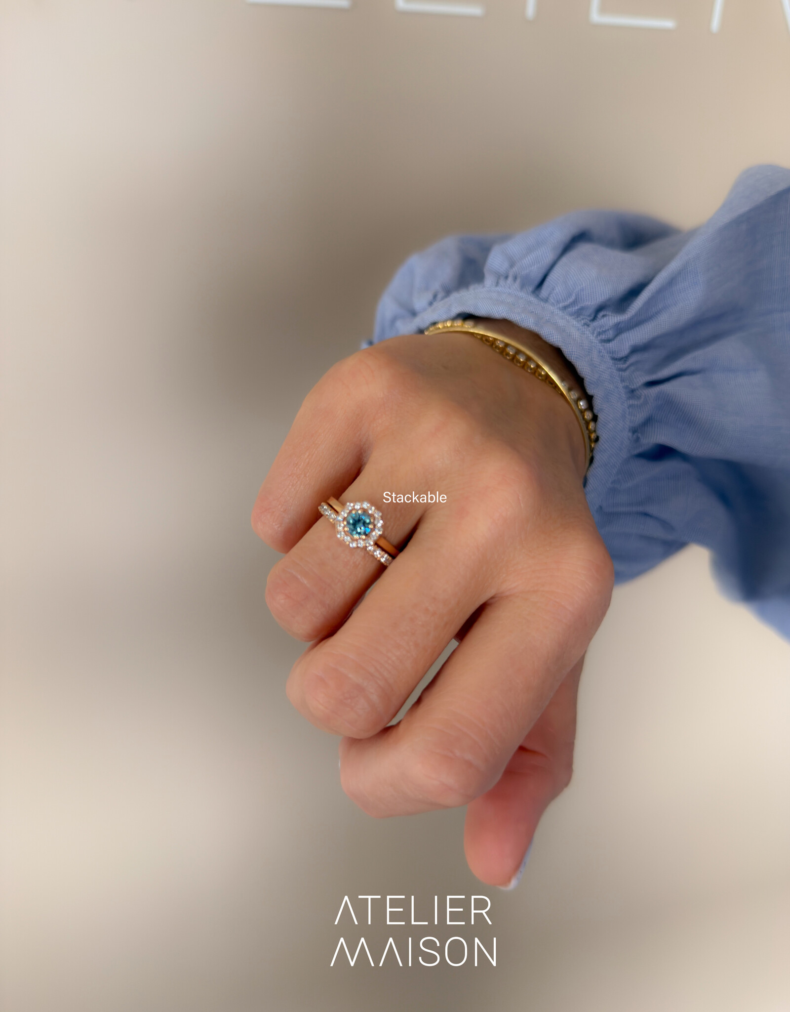 Atelier Maison The Glow ring met blauwe diamant