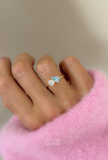 Atelier Maison Siblings ring met blauwe en witte diamant