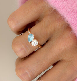 Atelier Maison Soulmates ring met blauwe en witte diamant