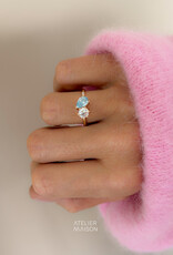 Atelier Maison Soulmates ring met blauwe en witte diamant