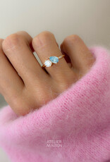 Atelier Maison Soulmates ring met blauwe en witte diamant