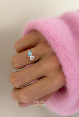Atelier Maison Soulmates ring met blauwe en witte diamant