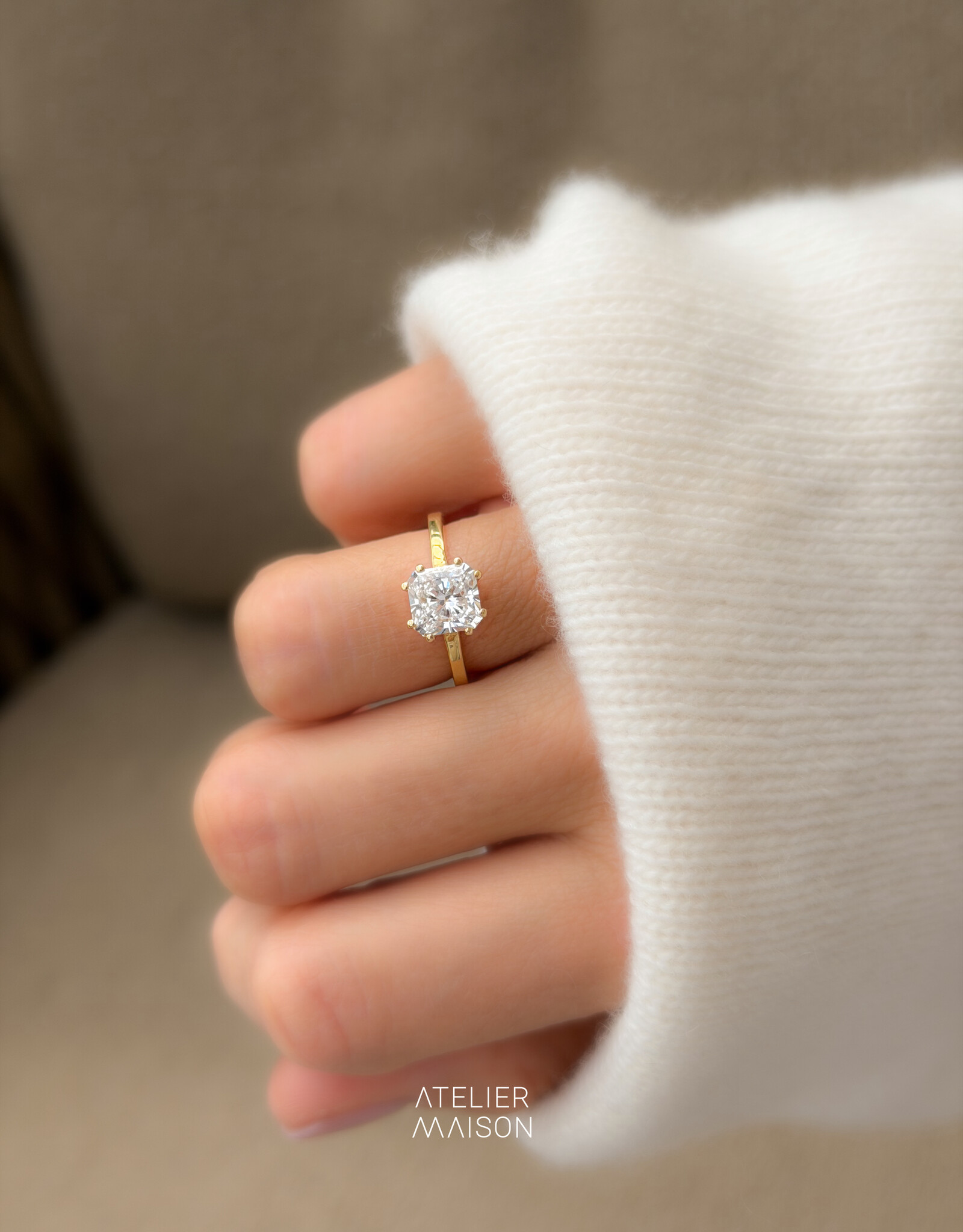 Atelier Maison The Sugar Cube  ring | mt 52 | 18K geel goud