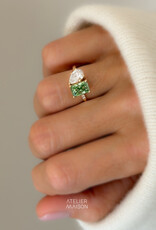 Atelier Maison Soulmates ring met witte en groene diamant