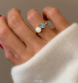 Atelier Maison Soulmates ring met witte en blauwe LGD (2x1ct)