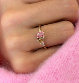Atelier Maison Soulmates ring met bruine en roze LGD (0,3 & 0,6ct)