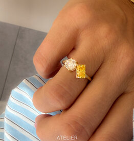 Atelier Maison Soulmates ring met witte en gele LGD (0,8 & 1ct)