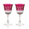 Raspberry Pink Red Wine Crystal Glasses, set of 2