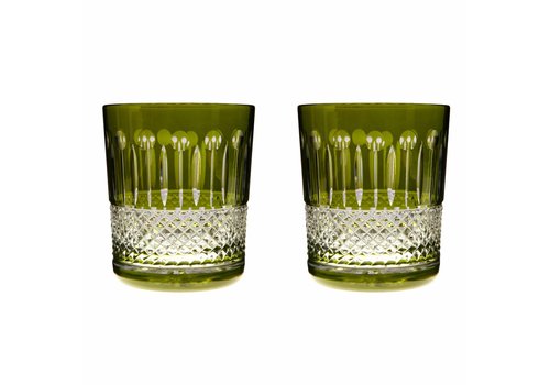 Gurasu Crystal  Rainbow Olive Green Double Old Fashioned, set of 2