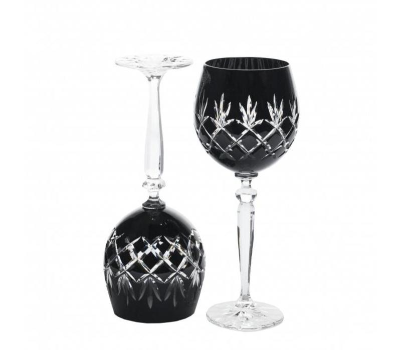 Pure Luxe Pineapple Crystal Wine Goblet, Black