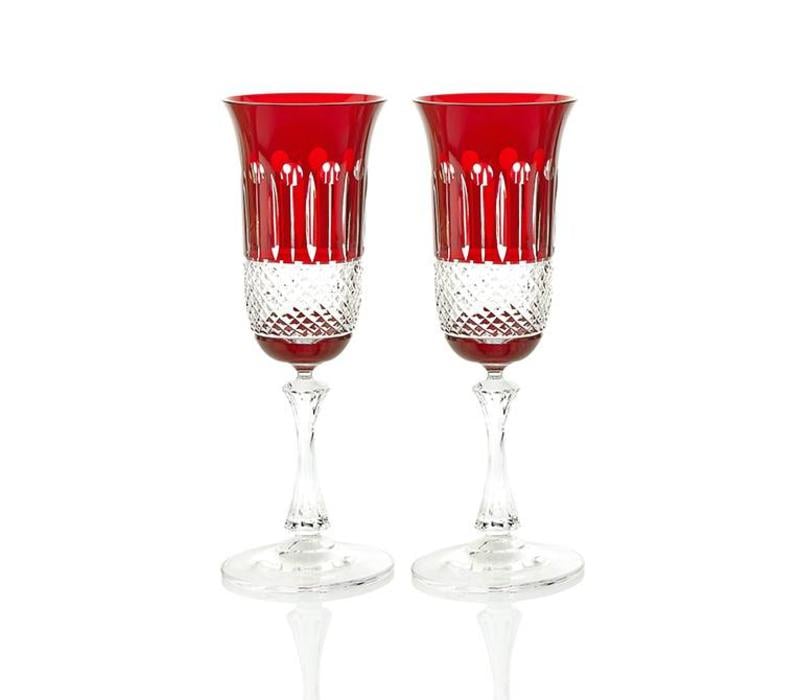 red champagne glasses