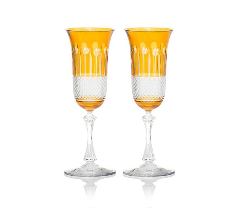 Amber Gold Champagne Glasses, Set of 2