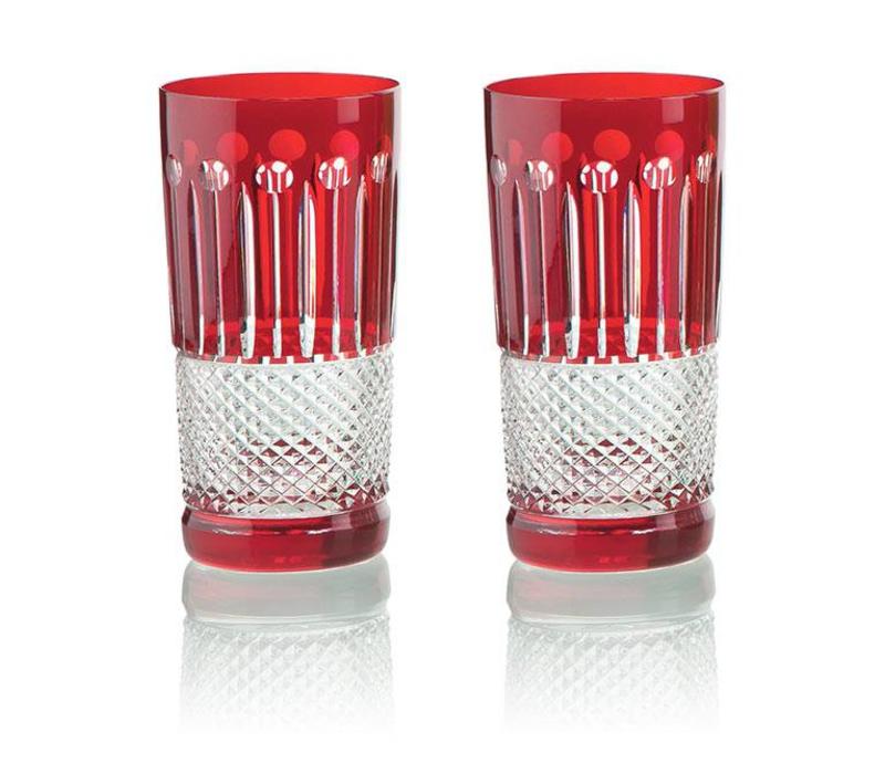 Ruby Crystal High Ball Glasses, set of 6