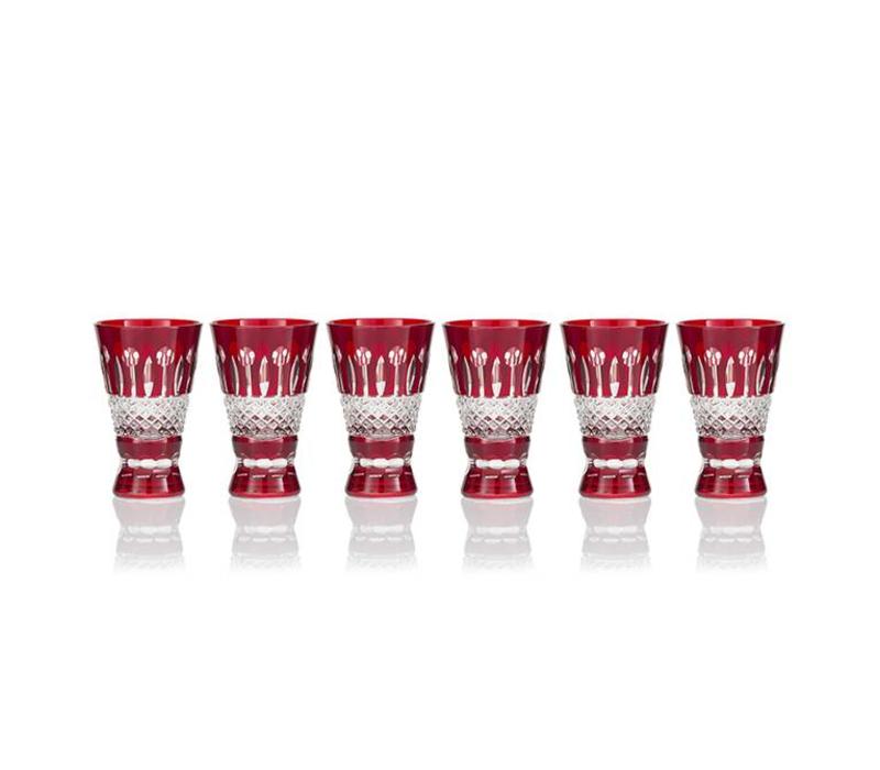 Birds of Paradise Shot Glasses, Ruby,  set of 6