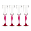 Gurasu Crystal Pink Fluorescence Crystal Champagne Flutes, set of 4