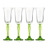Gurasu Crystal Green Fluorescence Crystal Champagne Flutes, set of 4