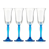 Gurasu Crystal Blue Fluorescence Coloured Crystal Champagne Flutes, set of 4