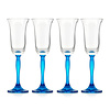 Gurasu Crystal Blue Fluorescence Crystal Champagne Flutes, set of 4