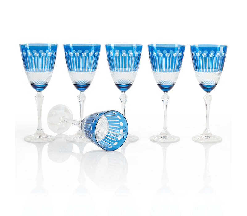 Sky Blue Wine Glasses, set of 6