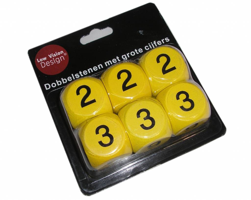 Low Vision Design Dobbelstenen Spel Geel 30 Mm Grote Cijfers low vision kopen in de aanbieding