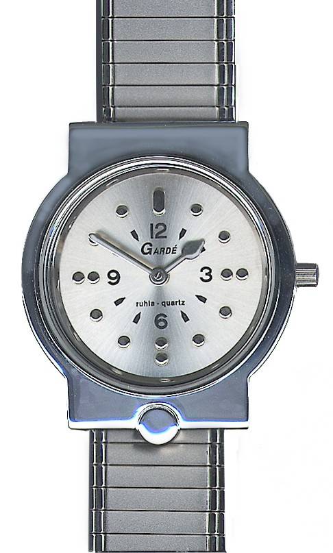 Low Vision Garde Herenhorloge Met Puntenindicatie Staal low vision kopen in de aanbieding