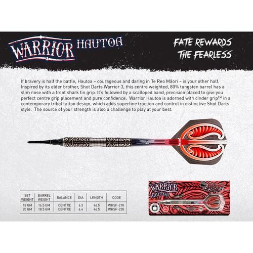 Shot Shot Warrior Hautoa 80% Soft Tip - Dartpijlen