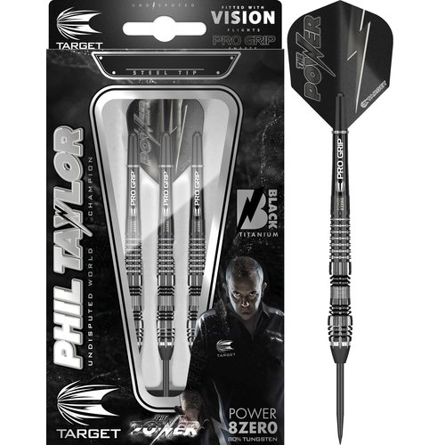 Target Target Phil Taylor Power 8ZERO 4 Black Titanium 80% - Dartpijlen