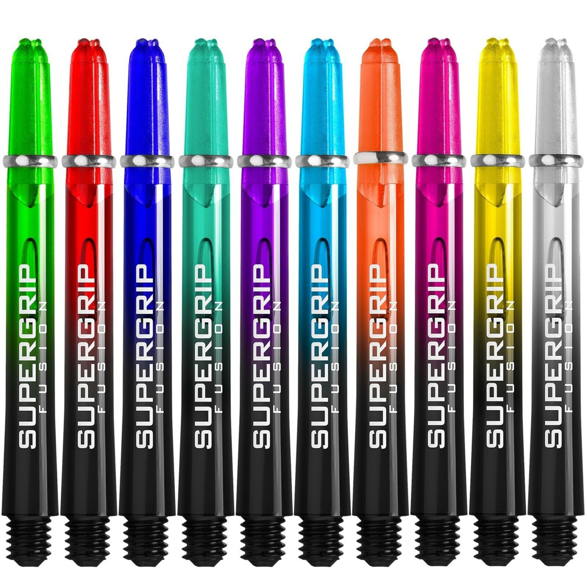 Harrows Supergrip Fusion Schäfte: 3er-Set, Mit Gefrästen Ringen, Kurz – Schwarz & Blau