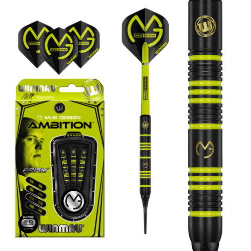 Winmau Winmau Michael van Gerwen Ambition Black Coated Brass Soft Tip - Dartpijlen