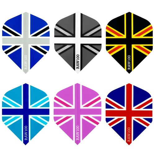 RAW 100 Union Jack Flight Black & Blue - Dart Flights