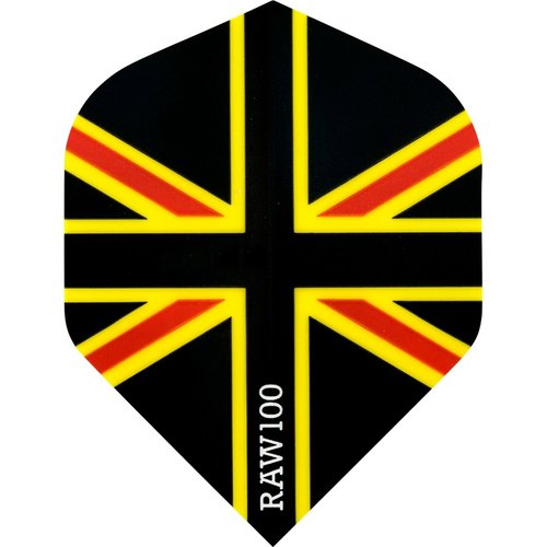 RAW 100 Union Jack Flight Black Red & Yellow - Dart Flights