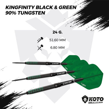 KOTO KOTO Kingfinity Black & Green 90% - Dartpijlen