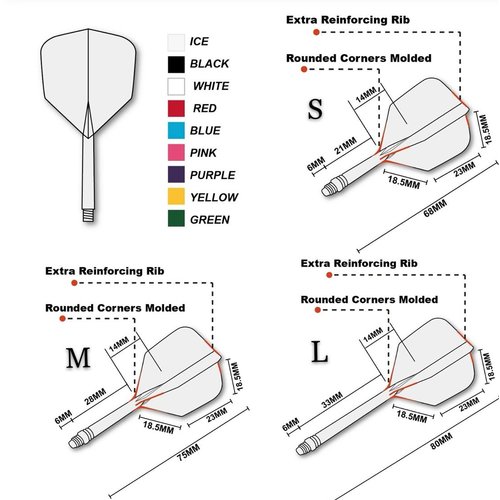 CUESOUL Cuesoul - Tero Flight System AK5 Rost Big Wing - Orange - Dart Flights