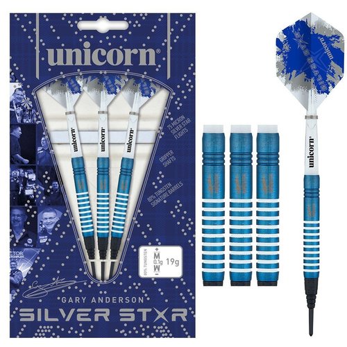 Unicorn Unicorn Gary Anderson Silver Star 80% Soft Tip - Dartpijlen