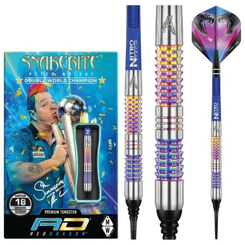 Red Dragon Red Dragon Peter Wright Snakebite Mamba Rainbow 90% Soft Tip - Dartpijlen