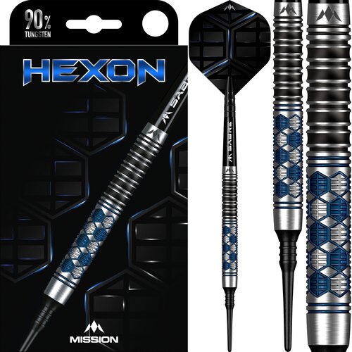 Mission Mission Hexon Blue Soft Tip 90% - Dartpijlen