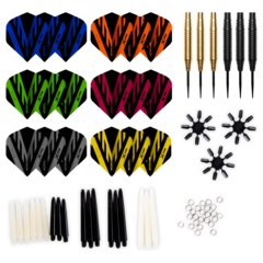 XQMax Black & Gold Brass Darts + 90 Pieces Accessories