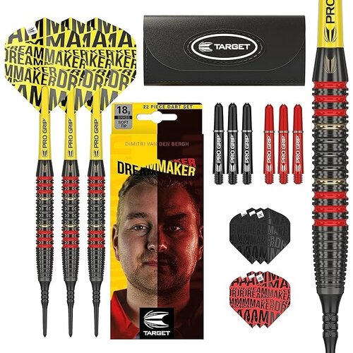 Target Target Dimitri van den Bergh Brass Set 22 Pieces Soft Tip - Dartpijlen