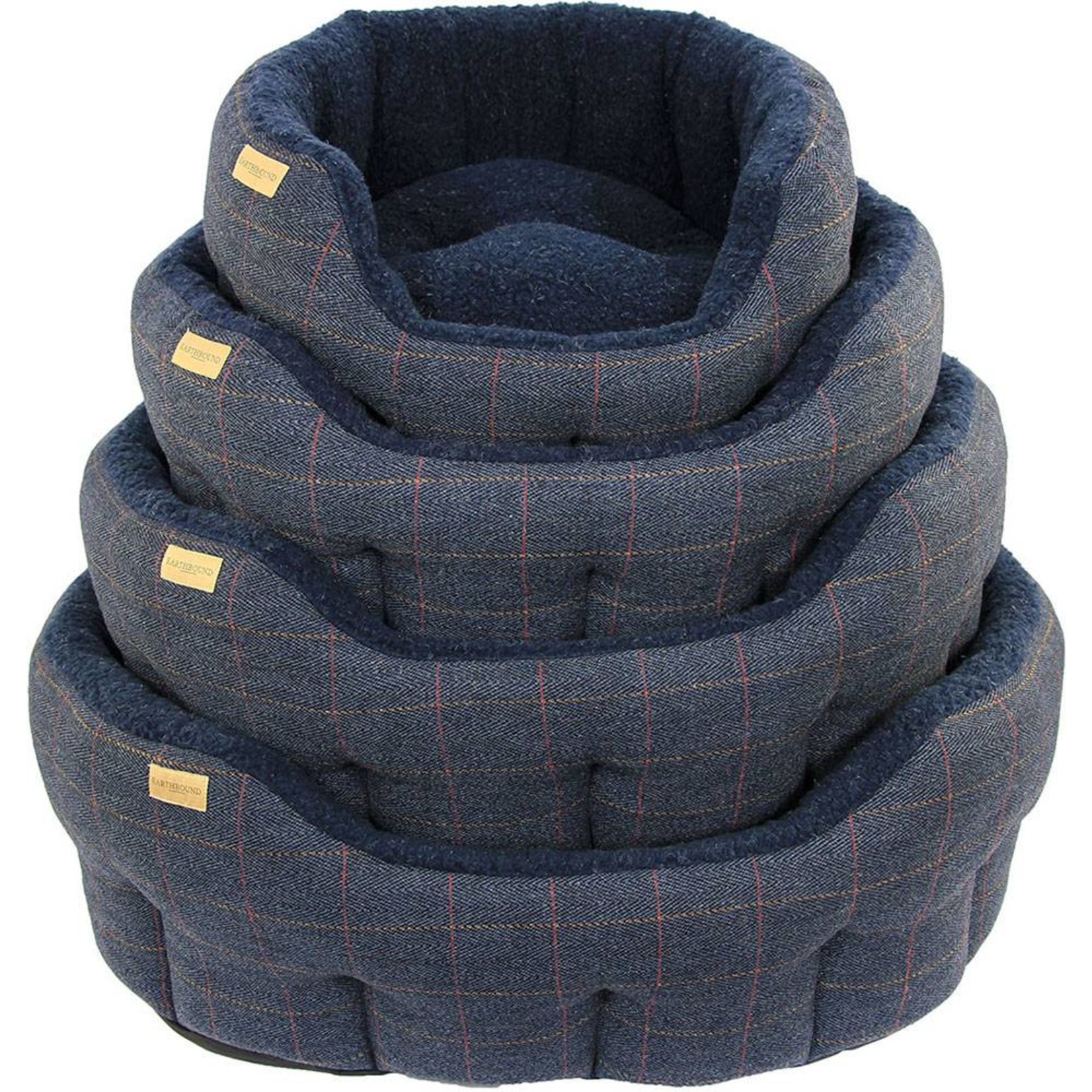 Earthbound Traditional Tweed Dog Bed, Navy
