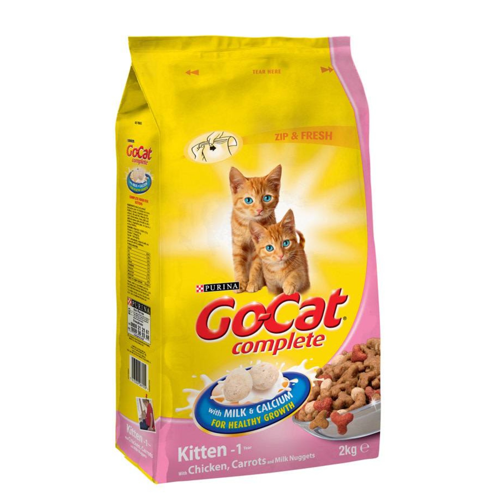 Go-Cat Complete Kitten Dry Cat Food Chicken, Carrot & Milk Nuggets, 2kg