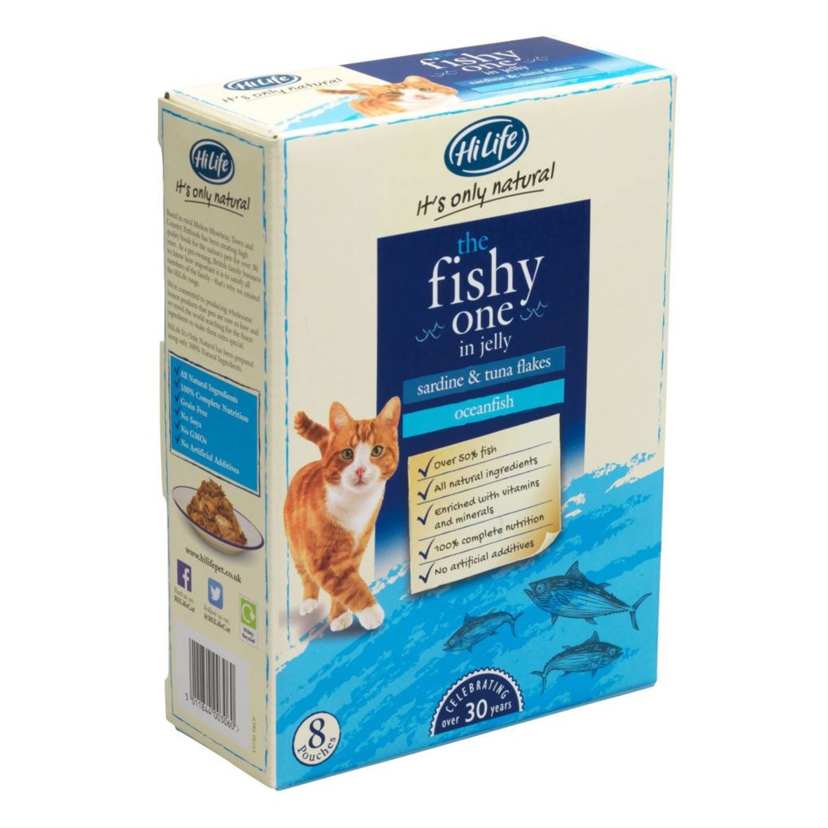 HiLife It's Only Natural The Fishy One in Jelly Wet Cat Food Pouch, 70g, 8 pack