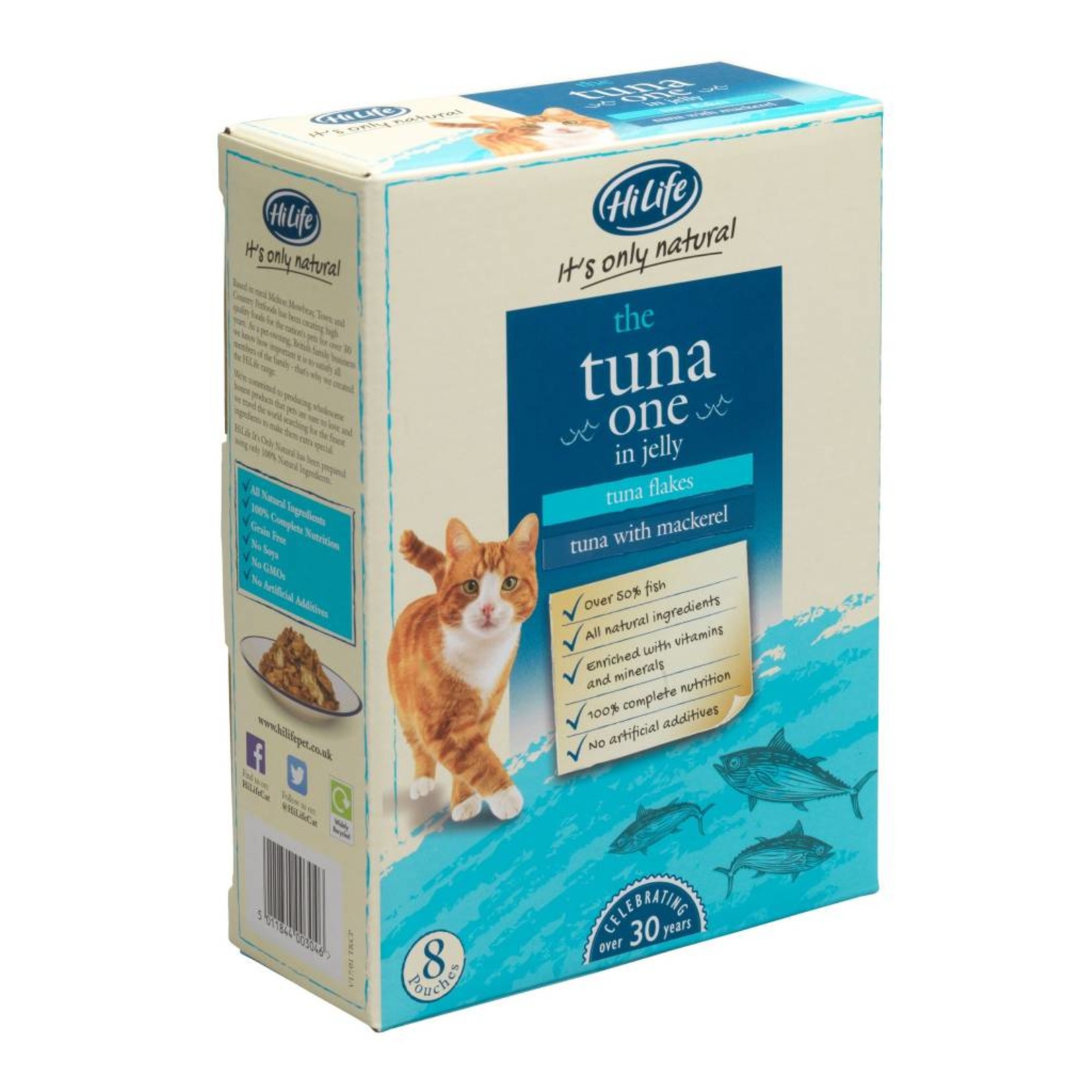 HiLife It's Only Natural The Tuna One in Jelly Wet Cat Food Pouch, 70g, 8 pack