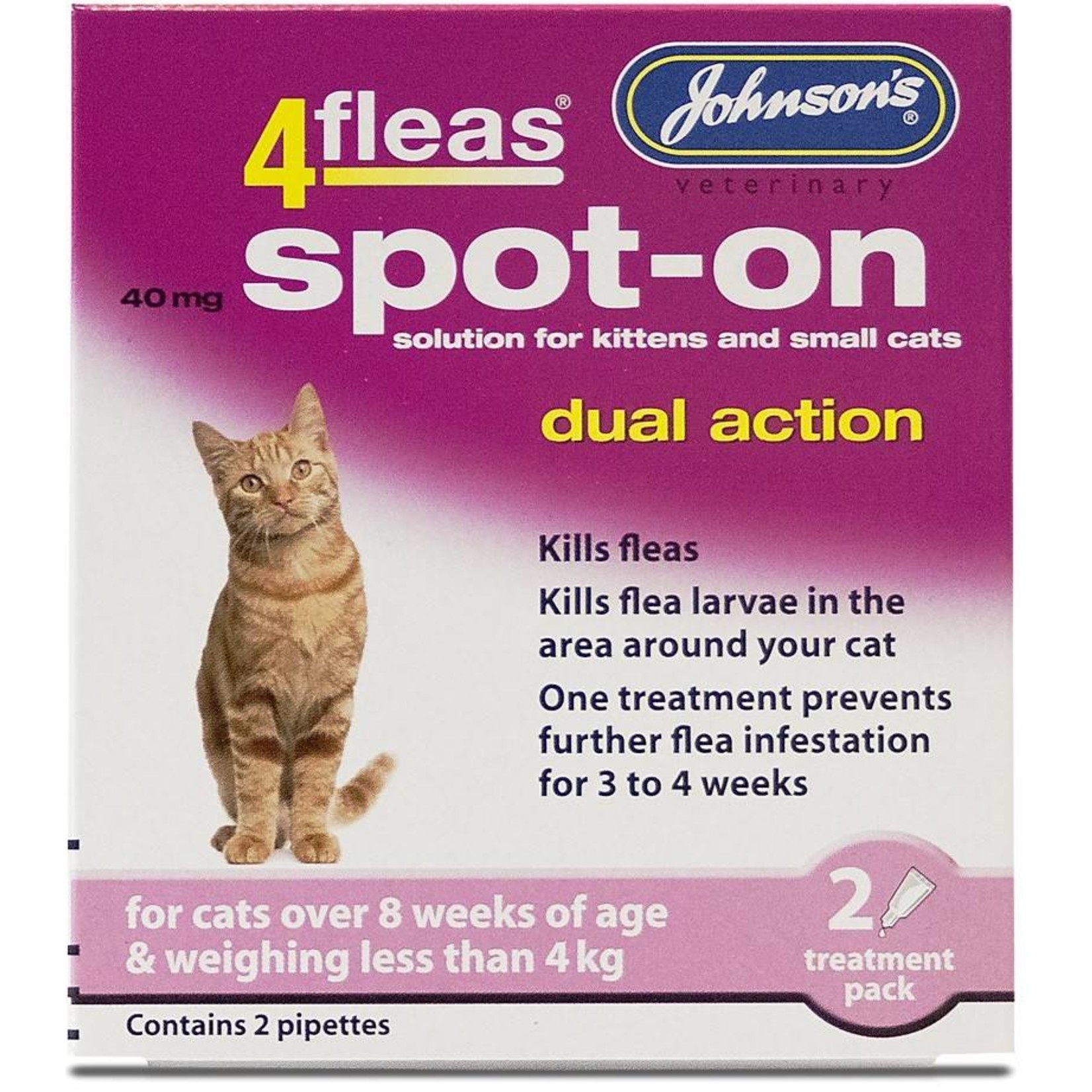Johnson's Veterinary 4fleas Dual Action Flea & Tick Spot-on for Cat & Kittens
