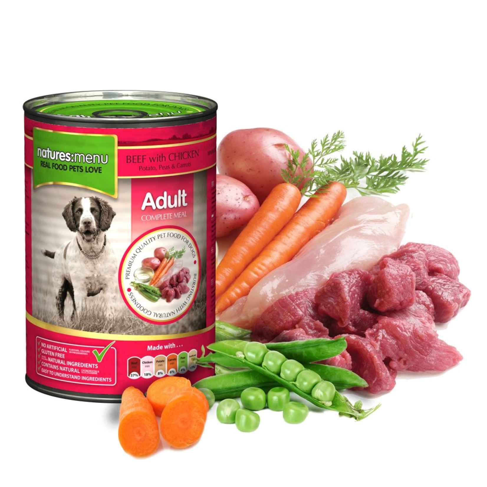 natures menu Adult Dog Wet Food Can, Beef & Chicken, 400g