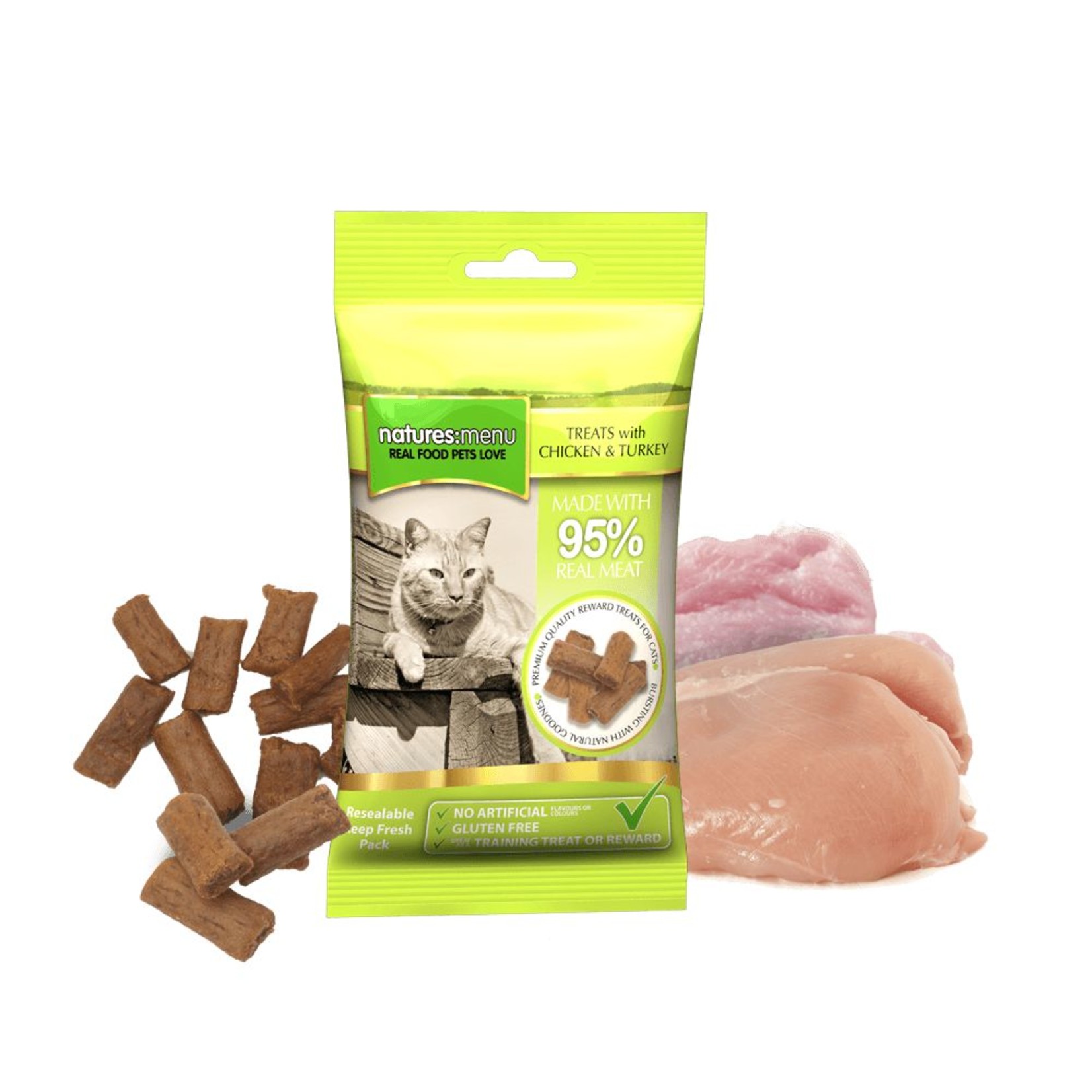 natures menu Mini Cat Treat Real Chicken & Turkey, 60g